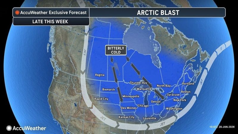 The coldest air of the winter is set to surge into the central and eastern United States during the final week of January 2026, AccuWeather said.