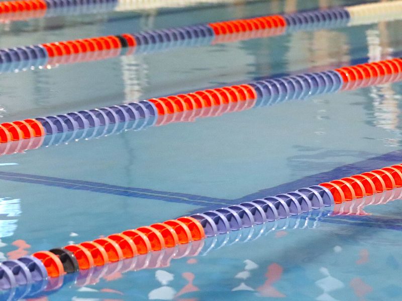 The lanes of the swimming pool at the Boys & Girls Club of MetroSouth in Taunton, MA.