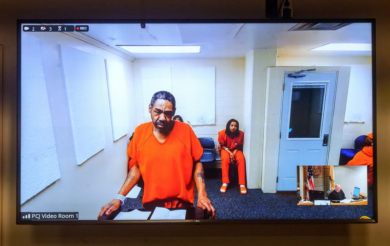 Larry Bell, the suspect accused in the shooting of Peoria County Deputy Jack Evans, appears in court via Zoom on Monday, Feb. 2, 2026 at the Peoria County Courthouse.