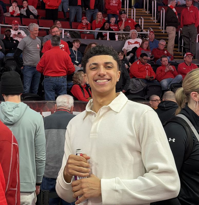 Former Bradley Braves forward Christian Davis, now a pro player in Europe, was in Peoria to visit the team and support the Braves during their OT win over Belmont on Monday, Feb. 9, 2026 at Carver Arena.