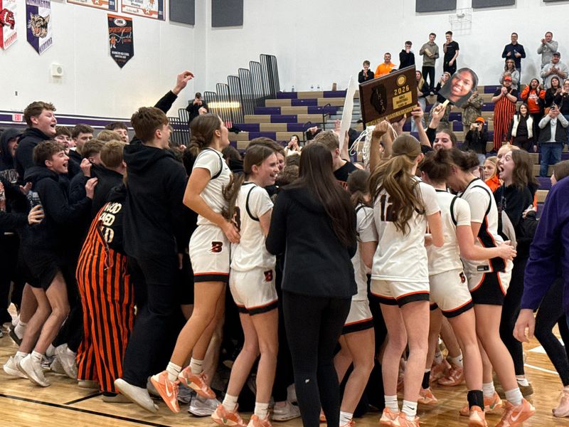 The Byron Tigers celebrated a super-sectional victory on March 2, 2026, in Wilmington.