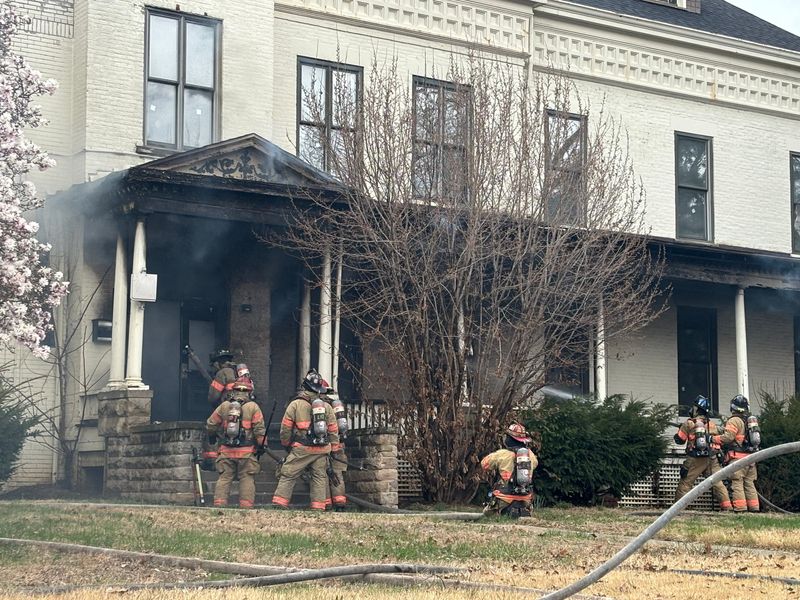 Springfield Firefighters address a fire at the former King's Daughters Home in the 500 block of Black Avenue in Springfield March 15, 2026.