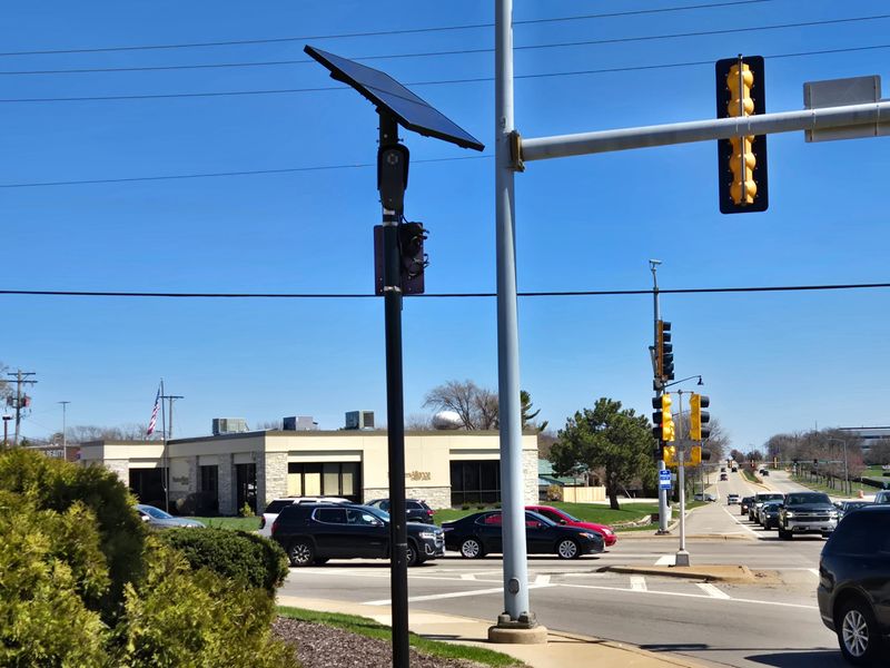 A Flock Safety automated license plate reader is seen Tuesday, April 7, 2026, at the corner of Harrison Avenue and Alpine Road.