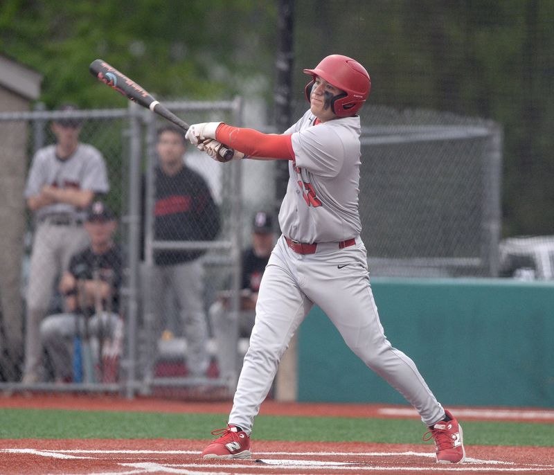Pleasant Plains' Drew Green bats during the game against Springfield Friday, April 17, 2026.
