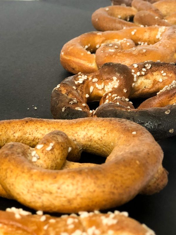 Uncle Jerry's Pretzels are handmade in Lancaster County, Pennsylvania and contain five ingredients - water, flour, sour dough starter, yeast and salt.