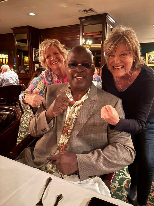 Former undisputed heavyweight champion of the world Buster Douglas was in Peoria on Saturday, April 25, 2026 and had a meal at Jim's Steakhouse in Peoria, pausing for pictures and autographs for fellow diners.