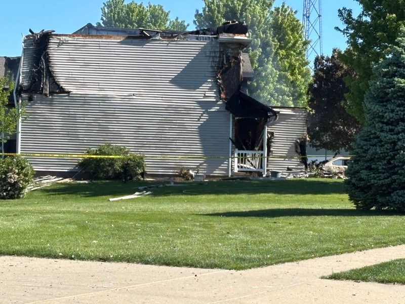 A Sunday morning explosion ripped through a home in the 900 block of Mallard Way in Washington, resulting in a fire that affected nearby structures. No injuries have been reported from the incident.