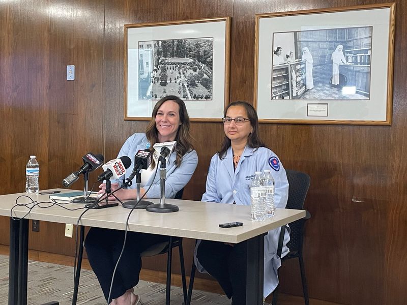 Meg Zakrzewski, president of OSF HealthCare Children's Hospital of Illinois, and Brinda Mehta, associate professor and division head of pediatric hematology and oncology at the University of Illinois College of Medicine, detail OSF's move to leave St. Jude Children's Hospital's affiliate network on Tuesday, May 12, 2026.
