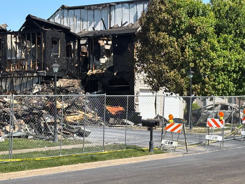 An explosion and fire gutted a multi-unit residential building in the 900 block of Mallard Way in Washington Sunday and made all four of the building's unit uninhabitable.