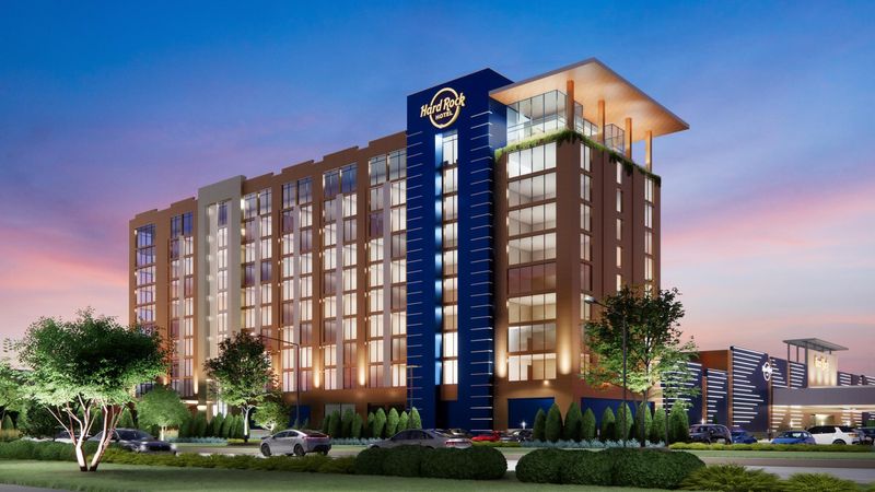 Hard Rock Casino Rockford is planning to expand its campus to include a 215 to 225-room hotel and conference center seen in this artist's rendering.