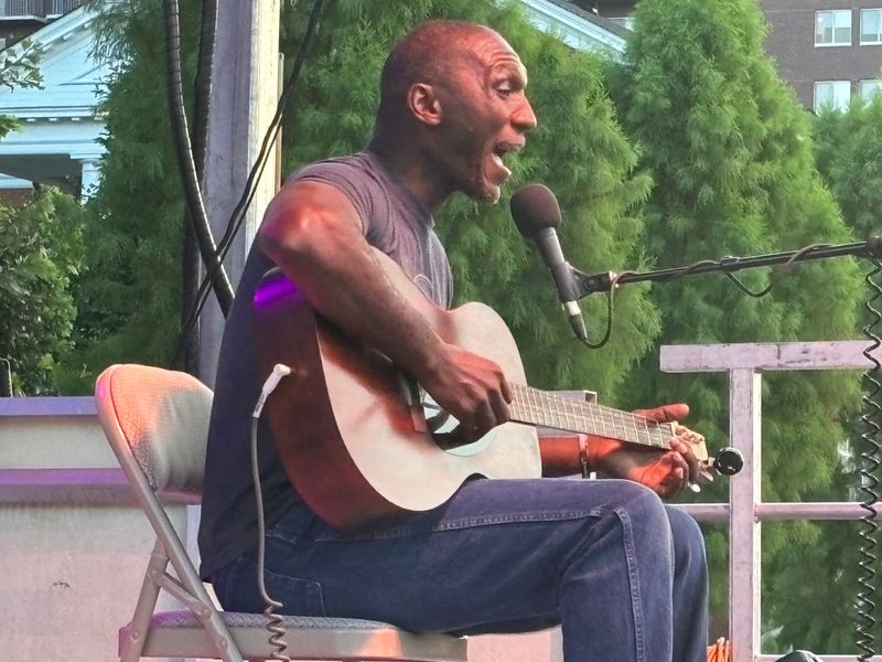 Cedric Burnside and his band play at the Levitt AMP Springfield Music Series at the Y Block July 10, 2025. The show was dedicated to Sonya Massey, who was fatally shot in her home July 6, 2024.