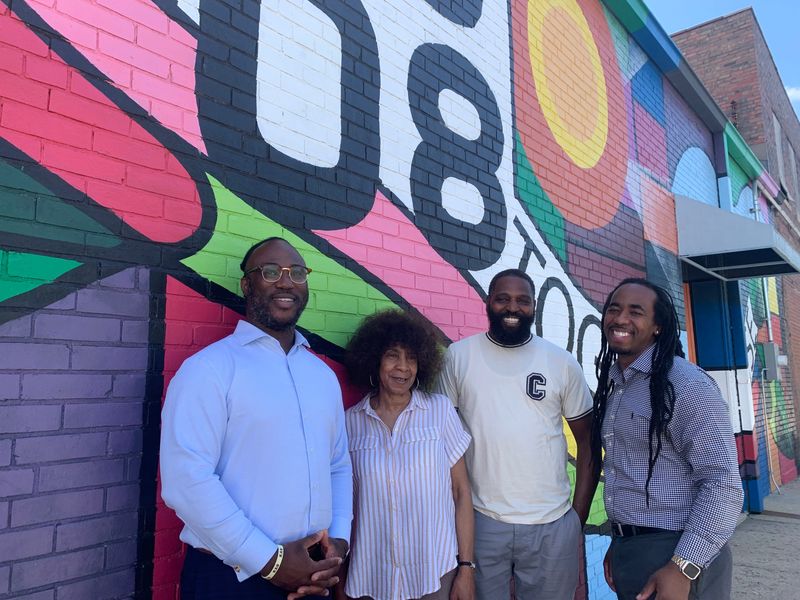 Members of The Springfield Project (left to right) Dominic Watson, Rosalind Bond, Tawahn Armstrong and Nate Robinson pose for a picture on May 28, 2026, in Springfield. The Springfield Project recently received city funds to help develop an outdoor food court.