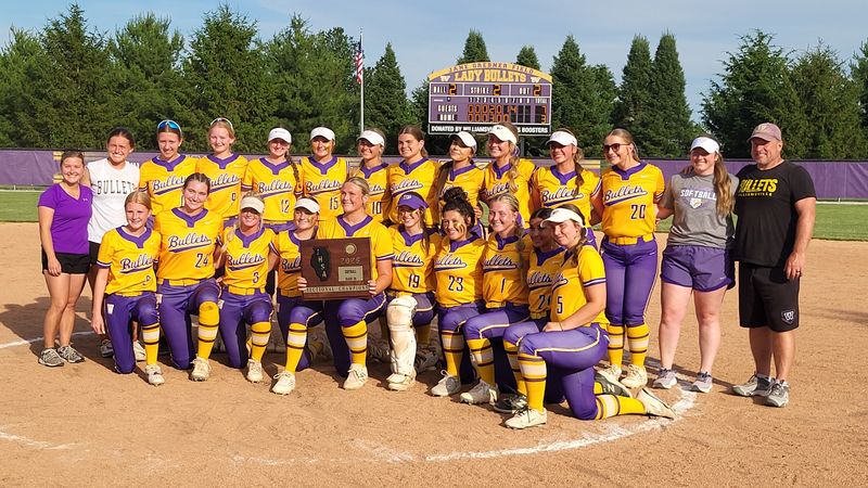 The Williamsville softball team enjoys postgame photos while celebrating its first Class 2A sectional title since 2018 after beating Rochester 7-3 in the Class 2A Williamsville Sectional championship game on Friday, May 29, 2026 at Jane Grebner Field.