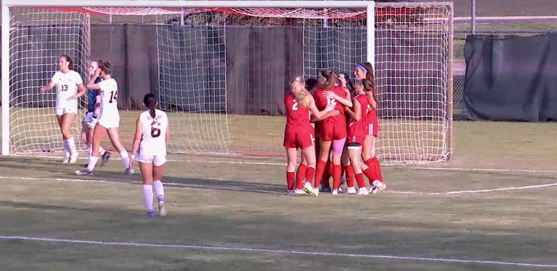 The Morton High School girls soccer team celebrates a goal during its 5-0 win over Dunlap in the IHSA Class 2A Morton Sectional title game Friday, May 29, 2026.