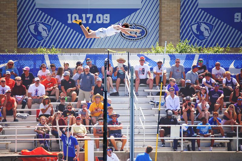 Rochelle senior Andrew Nuyen, shown here clearing the bar during the state prelims on May 29, 2026, in Charleston, finished second in the state in the pole vault for the second year in a row.