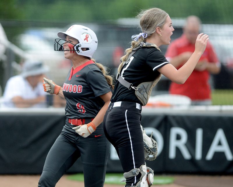 Glenwood's Ryleigh Kiel scores a run during the game against Fenwick at the Class 3A state semifinals in Peoria Friday, May 5, 2026.
