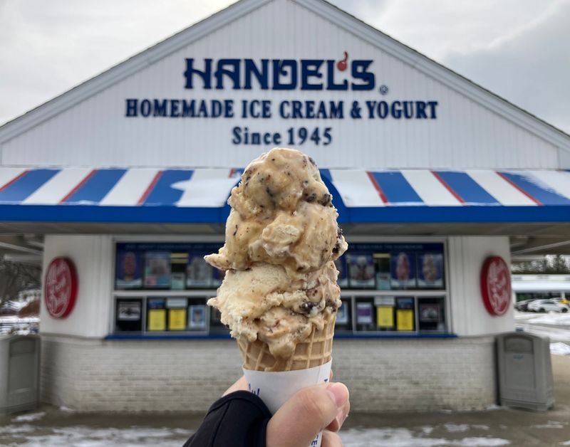 Handel's new ice cream flavor Sticky Fingers is comprised of a smooth peanut butter ice cream chock full of caramel ripple, brownie pieces and sea salt truffles.
