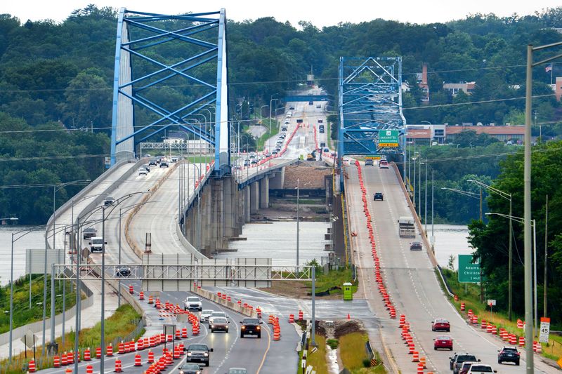 Traffic headed westbound on the McClugage Bridge will soon be crossing over to the new eastbound span. The westbound span will close July 1 for reconstruction and all traffic in both directions will use the new span until the project is complete.