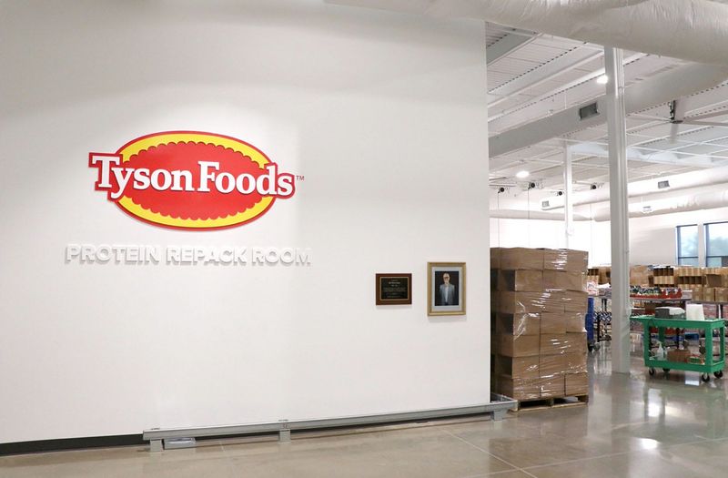 Tyson Foods Protein Repack Rooms are temperature-controlled to transform bulk protein donations into family-sized packages.