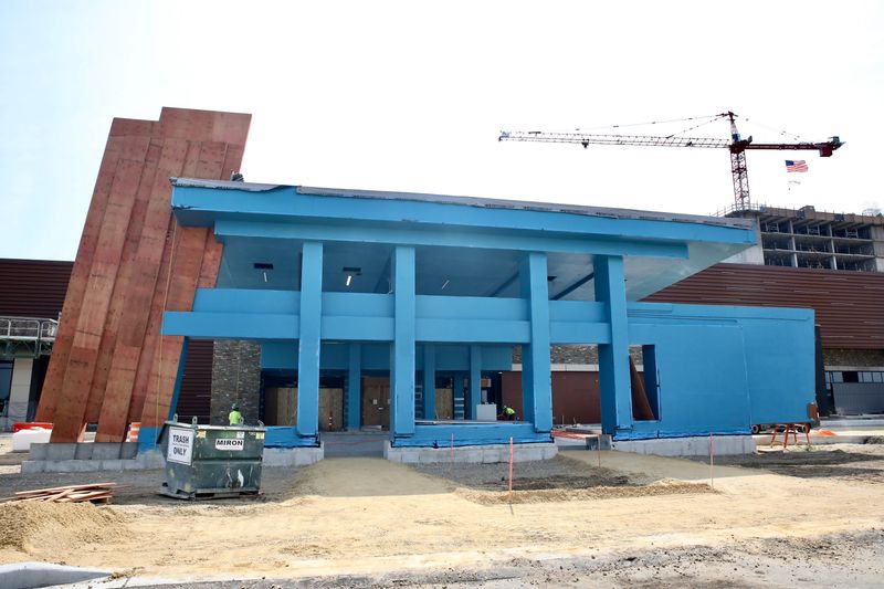 Construction crews are weeks away from completing a new Ho-Chunk Gaming Beloit casino and parking garage, seen July 10, 2026, in Beloit, Wisconsin. It is expected to open in late September while workers simultaneously build a convention center and 312-room hotel that will open in 2027.