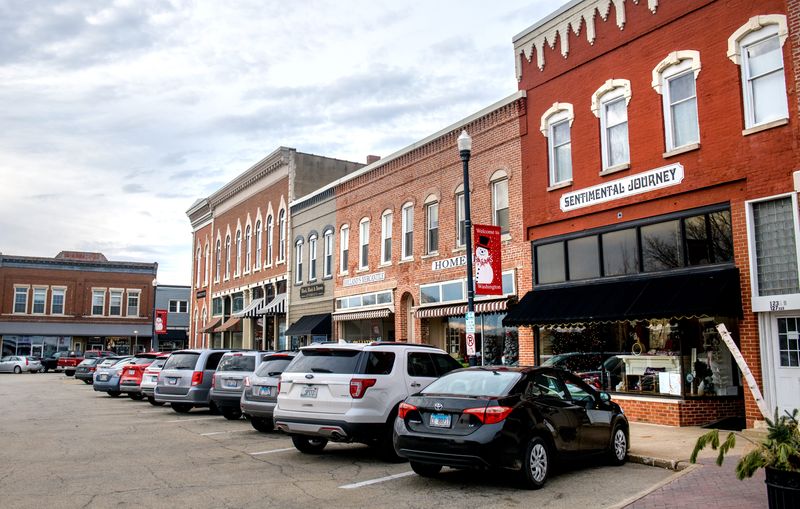 Vehicles fill every available space on the square in Washington.