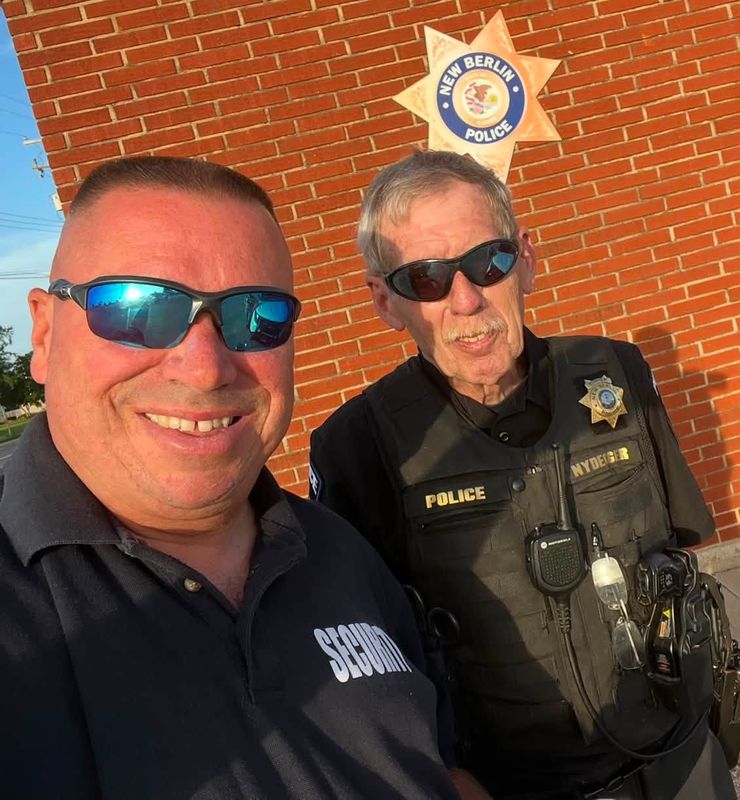 Terry Nydegger, right, a longtime member of the Sangamon County Rescue team and its one-time chief, is pictured with retired Sangamon County dispatcher Greg Cooper. Cooper also was a part-time police officer for the Village of New Berlin, where Nydegger was police chief. Nydegger was killed in a multi-vehicle accident July 20, 2026.