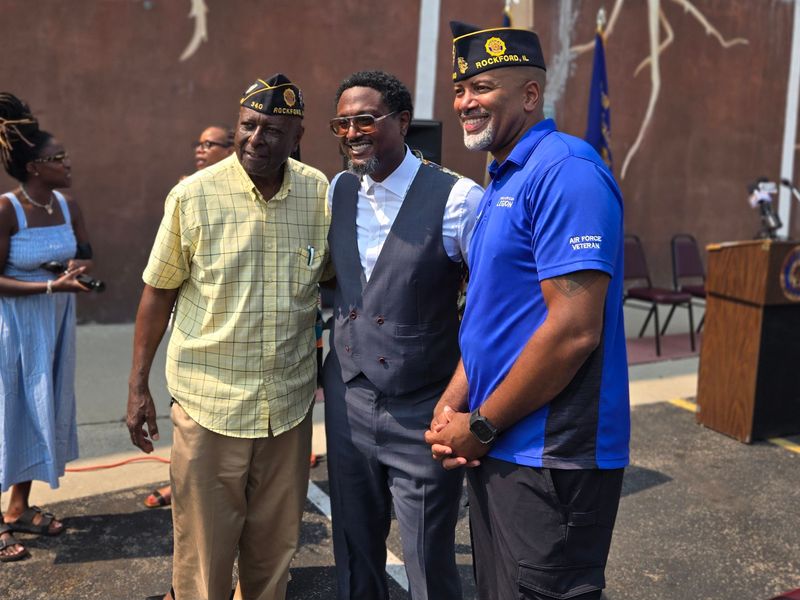 State Rep. Maurice West, D-Rockford, poses for photos with supporters after announcing his candidacy for Rockford mayor July 28, 2026, in a parking lot at 1010 S. Main St.