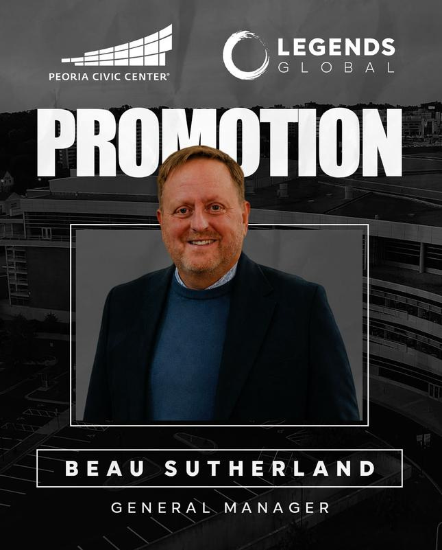 Beau Sutherland was named new general manager of the Peoria Civic Center on Monday, Aug. 3, 2026.