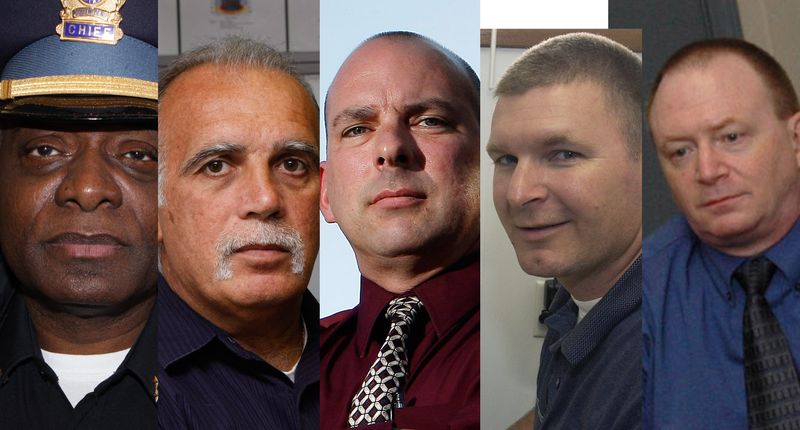 From left, former chief Darryl Boykins, Tim Corbett, Dave Wells, Brian Young and Steve Richmond.