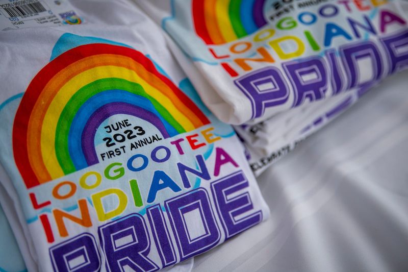 Tee shirts available during the first annual Loogootee Pride Festival on Saturday, June 10, 2023.
