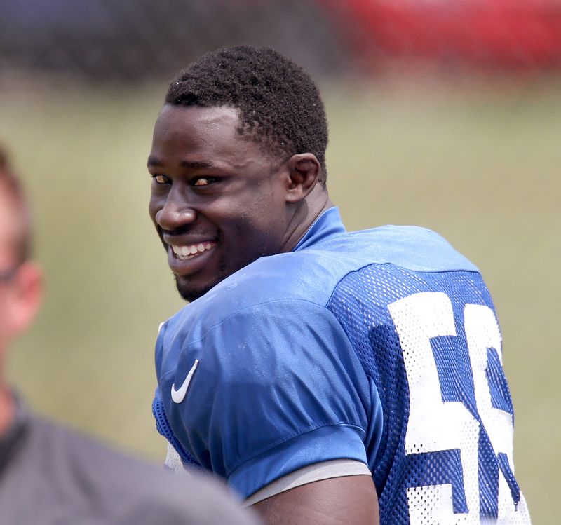 Indianapolis Colts Daniel Adongo on the third day of Training Camp Saturday July 26, 2014, afternoon at Anderson University.