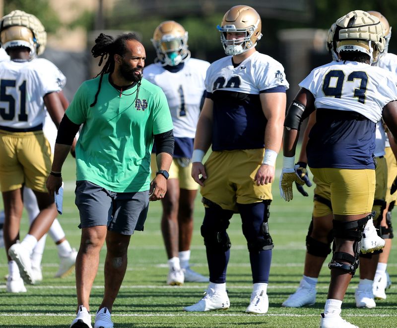 Notre Dame interim strength coach Fred Hale during Notre Dame football fall camp Thursday, July 27, 2023, at the Irish Athletics Center in South Bend.