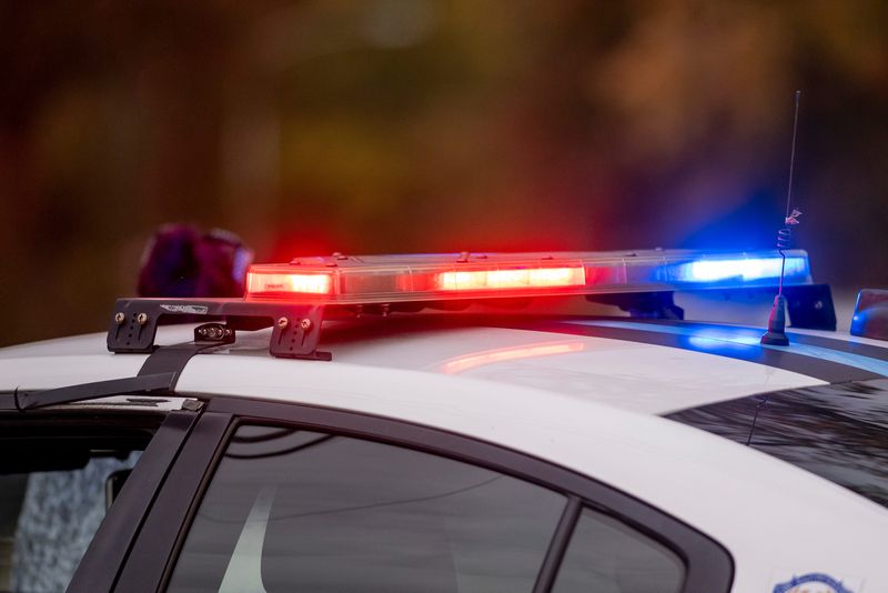 Police lights on an Evansville Police Department cruiser.