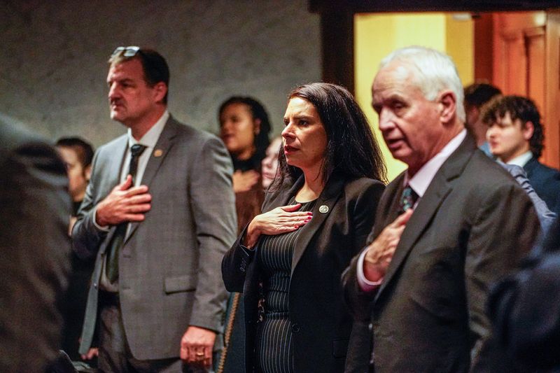 Legislators attend Org Day, the ceremonial first day of the 2024 legislative session on Tuesday, Nov. 21, 2023, at the Indiana Statehouse in Indianapolis.