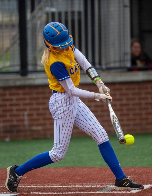 Castle plays Pike Central during the Castle Softball Invitational presented by Peoples Bank at Deaconess Sports Park in Evansville, Ind., Friday, April 5, 2024.