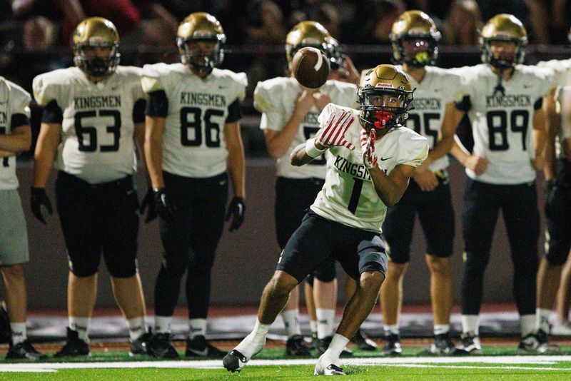 Penn's Tayshon Bardo catches a pass during a high school football game against Mishawaka at Mishawaka High School on Friday, Aug. 30, 2024, in Mishawaka.