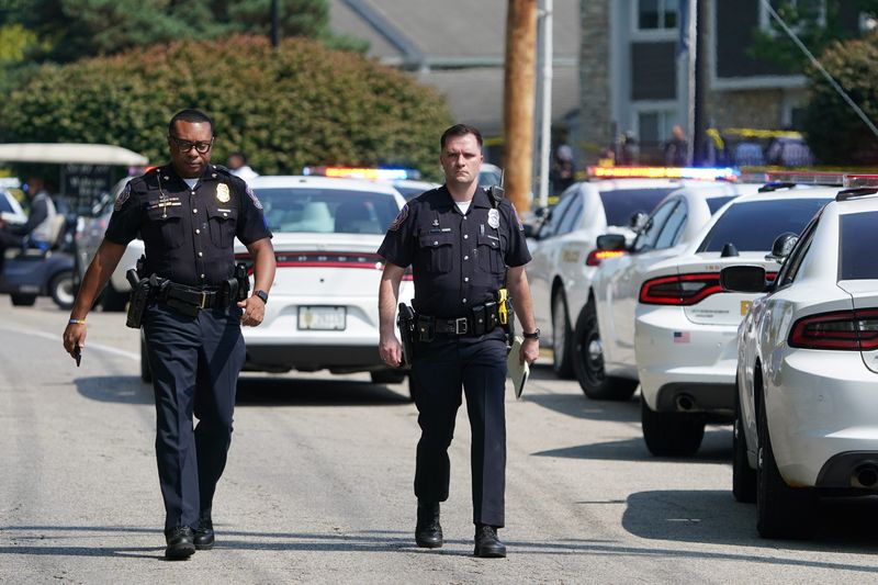 Authorities are on the scene after officers were involved in a shooting at an apartment complex (7800 River Road) on Wednesday, Sept 11, 2024 in Indianapolis. A man was transported to the hospital.