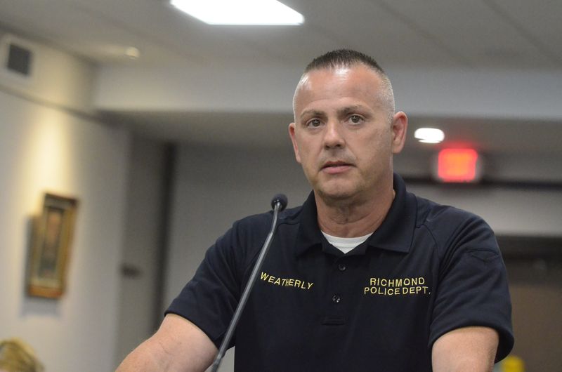 Richmond Police Department Chief Kyle Weatherly speaks at a Richmond Common Council meeting on Monday, June 3, 2024.