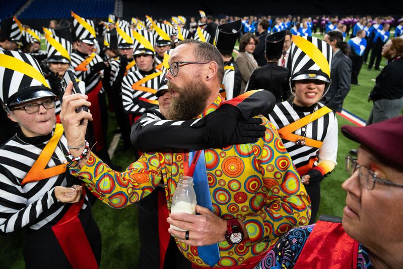 The Edgewood Marching Mustangs win the Class C division of the 51st Indiana State School Music Association marching band state championship Saturday, Nov. 9, 2024, at Lucas Oil Stadium in Indianapolis.