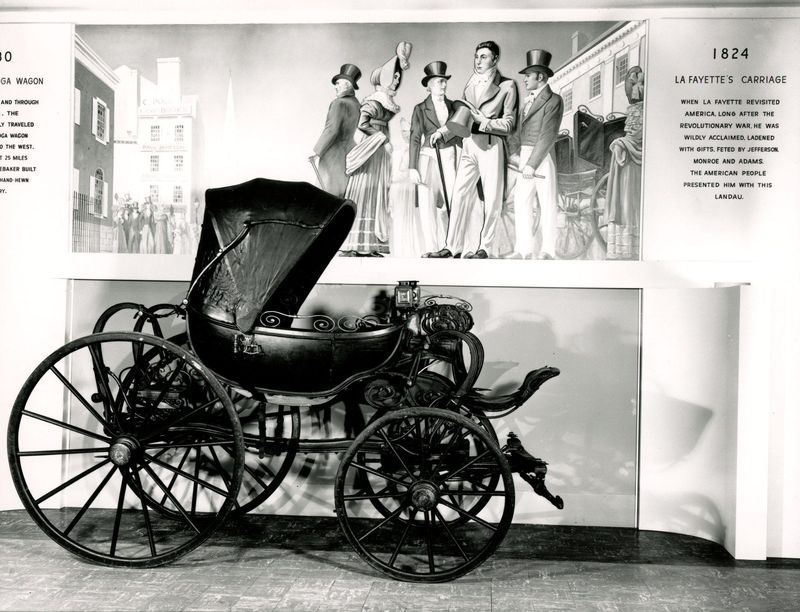 This carriage served as one of the vehicles used by the French-born Revolutionary War hero the Marquis de Lafayette during his 1824 "farewell tour" of the United States and is the centerpiece of the exhibit “Liberty’s Legacy: Lafayette’s Farewell Tour” from Nov. 15, 2024, to May 4, 2025, at the Studebaker National Museum. It was commissioned by the U.S. government and built by John Curlet of Baltimore, and Clement Studebaker purchased it in 1887.