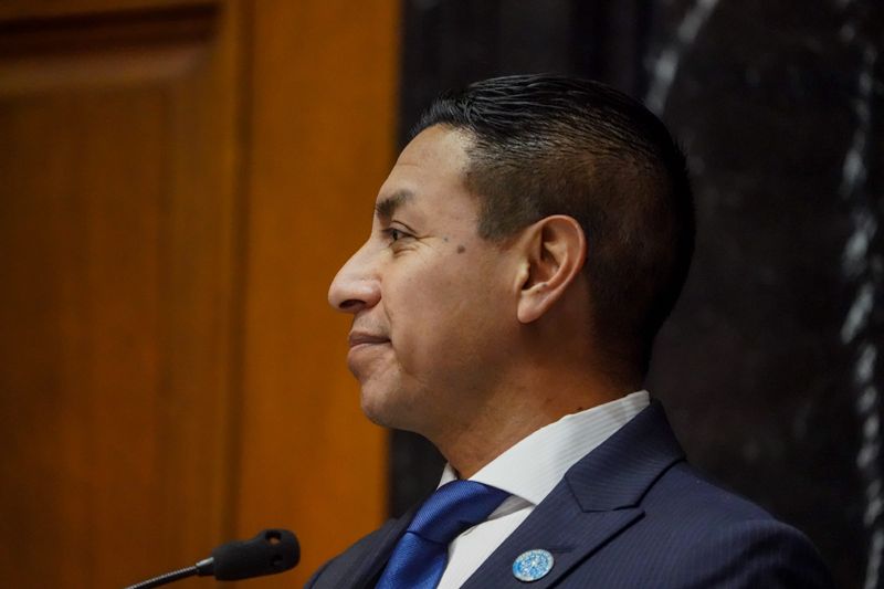 ? and fellow lawmakers gather in the Indiana Statehouse on Org Day, or organization day on Tuesday, Nov. 19, 2024, in Indianapolis.