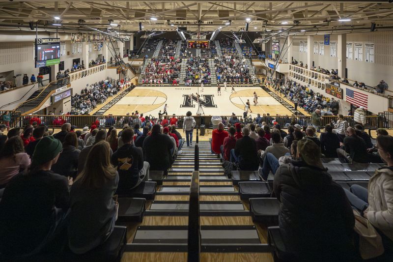 Fans fill the stands during the second half of an IHSAA basketball game between Fishers and Noblesville high schools, Friday, Dec. 6, 2024, at Noblesville High School.