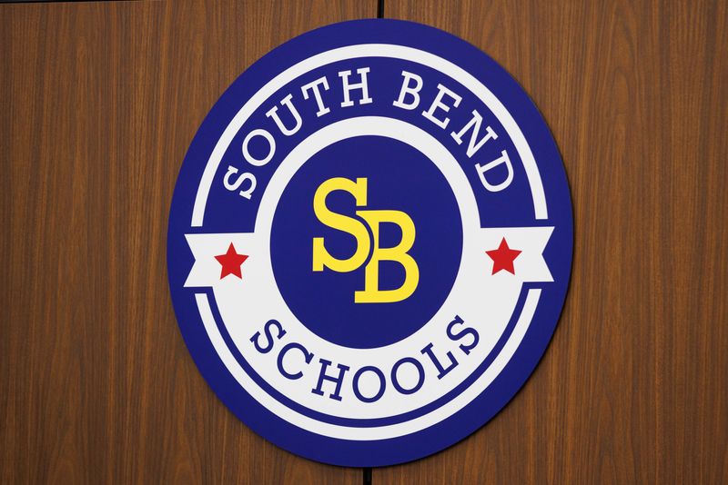 The South Bend Community School Corp. logo, as seen during a board meeting on Jan. 8, 2025.