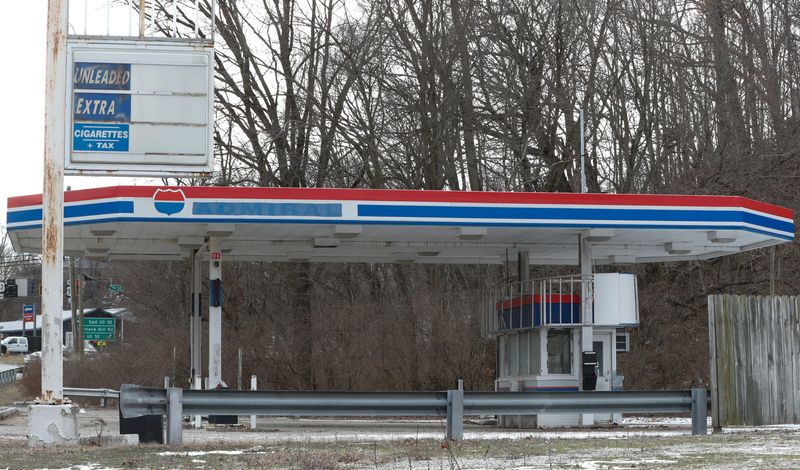 A gas station sits abandoned on South Fourth Street Wednesday, Jan. 22, 2025, in Lafayette, Ind.