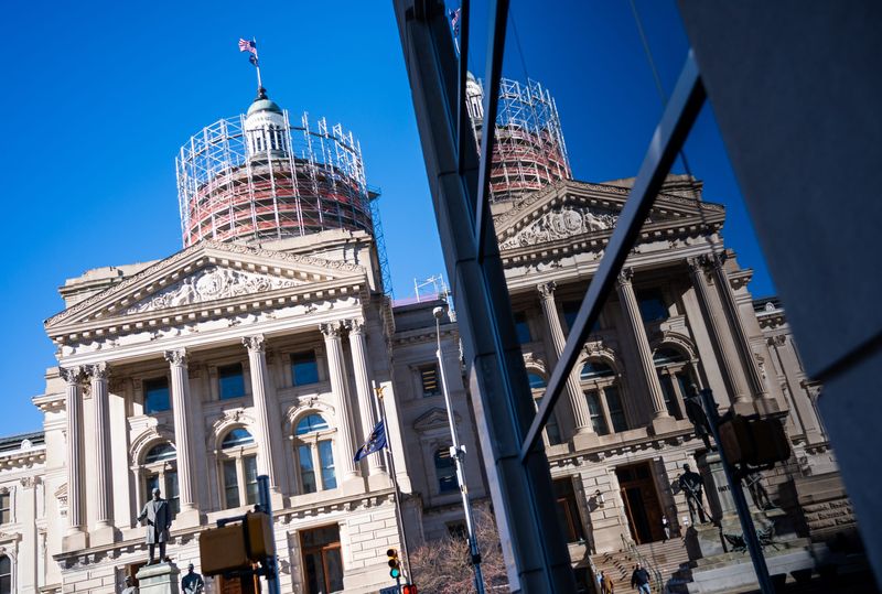 The Indiana Statehouse on Wednesday, Jan. 29, 2025, ahead of Gov. Mike Braun’s first State of the State Address.
