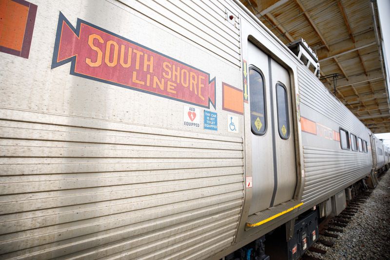 The South Shore Line commuter train at South Bend International Airport on Monday, Feb. 3, 2025, in South Bend.