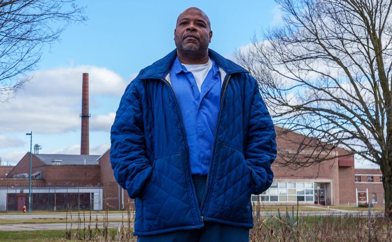 Reginald Dillard, who's serving time for murder, poses Friday, Feb. 2, 2024, along the grounds of Westville Correctional Facility in Westville, Indiana. Dillard says he was the oldest of six children in his family, and found the streets early to help raise his siblings. "I dropped out of high school in 10th grade, he said. "My mother had told me if I don't get myself together, I'm going to wind up in prison." Dillard has submitted new evidence of innocence and misconduct by Elkhart police and prosecutors.
