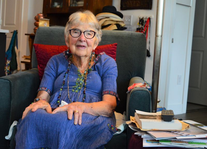 Charlotte Zietlow talks about her accomplishments and shares recollections recently in her Bloomington residence.