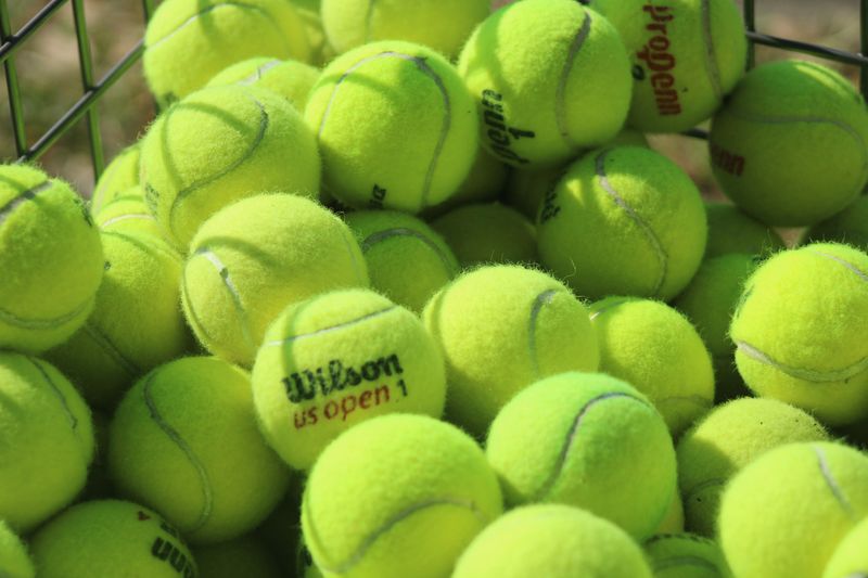 STOCK | Tennis balls rest in a basket during the Gateway Conference high school girls tennis championships between Stanton and Wolfson in Jacksonville, Florida, on April 3, 2025. [Clayton Freeman/Florida Times-Union]
