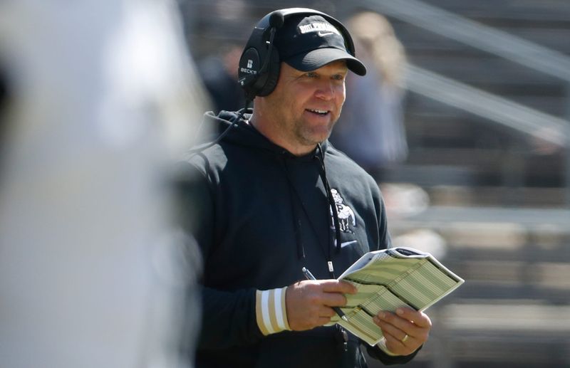 Purdue Boilermakers head coach Barry Odom smiles Saturday, April 12, 2025, during the spring showcase at Ross-Ade Stadium in West Lafayette, Ind.